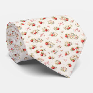 Vintage Jordgubbsblomma Sömlös cottagecore Slips