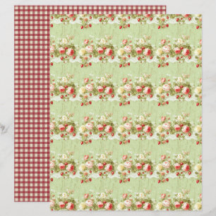 Vintage Jordgubbsblommig Scrapbookpapper
