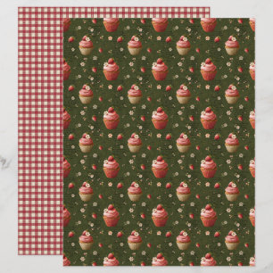 Vintage Jordgubbscupcakes Scrapbookpapper