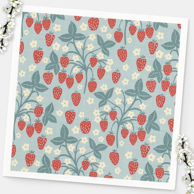 Vintage Jordgubbsplanta Pappersservett (Vintage strawberry plant heritage revival party paper napkins)