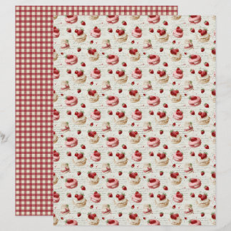 Vintage Jordgubbstårta Scrapbookpapper