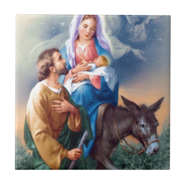 Vintage Joseph och Mary med Baby Jesus Kakelplatta (Framsidan)