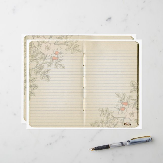 Vintage Journal Page Vild Ro Bee Skrapbook (Fram/Back In Situ)