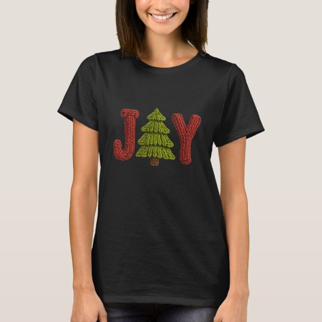 Vintage JOY Falskt Garn Julgran T Shirt (Framsida)