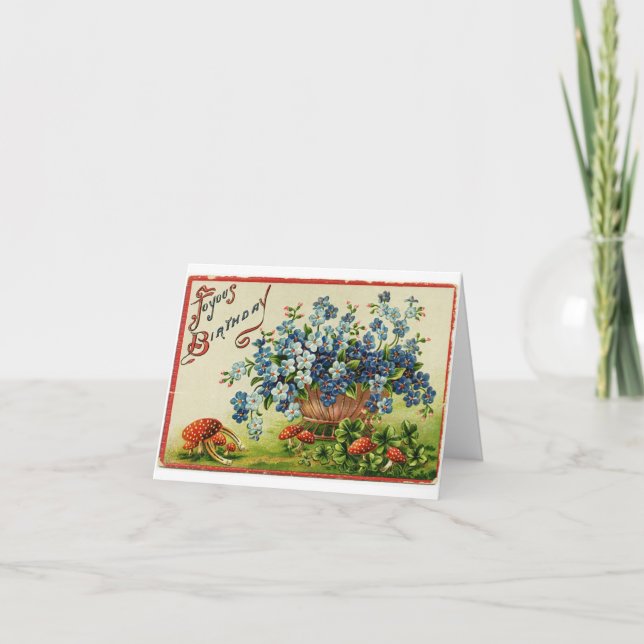 Vintage Joyous Birthday Kort (Framsida)