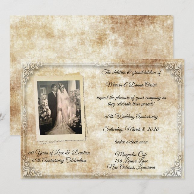 Vintage-jubileumsfirande Inbjudningar (Fram/baksida)