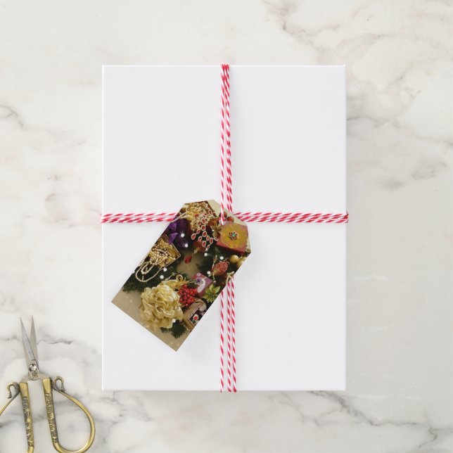 Vintage Juelry & Gemstone Victorian Wandan Presentetikett (Med Snöre)