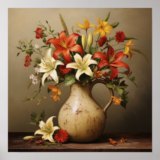 Vintage Jug with Flowers II Poster (Framsidan)