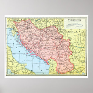 Vintage Jugoslavien Antik Politisk Kartaffisch Poster
