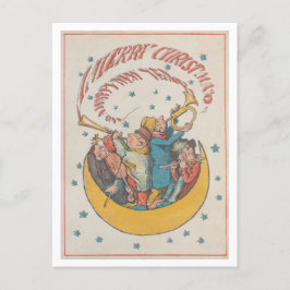 Vintage jul 1866 Musikers i Crescent Måne Vykort