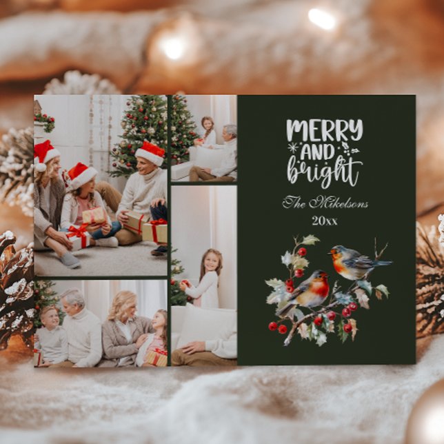 Vintage jul 4-fotofamiljen Firande Julkort (Skapare uppladdad)