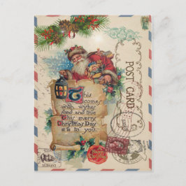 Vintage jul Airmail Postcard Jultomten Helg Vykort