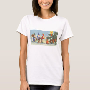 Vintage jul, älvor i vinter skog tee