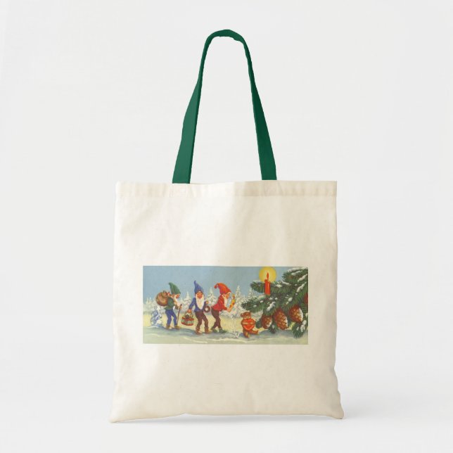 Vintage jul, älvor i vinter skog tygkasse (Framsidan)