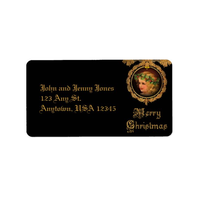 Vintage jul Angel Adressetikett (Framsidan)