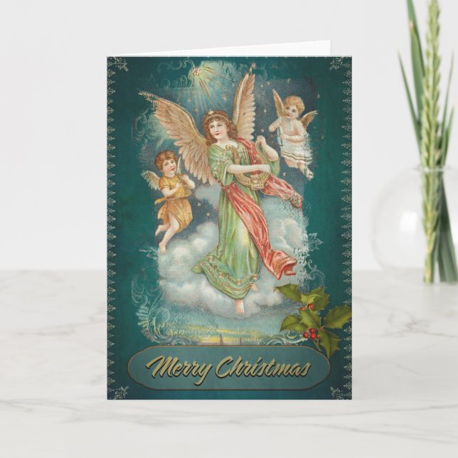 Vintage jul Angel & Cherubs Kort (Framsida)