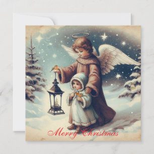 Vintage jul Angel , Child and Birds