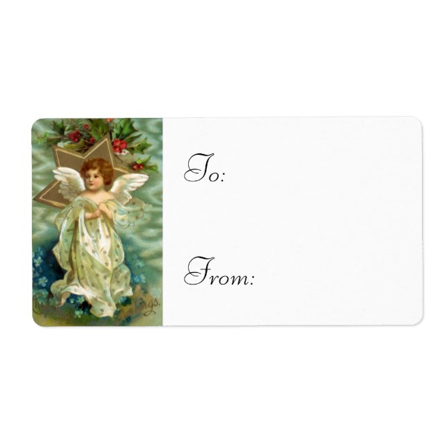 Vintage jul Angel Gift-Märkre Fraktsedel (Framsidan)