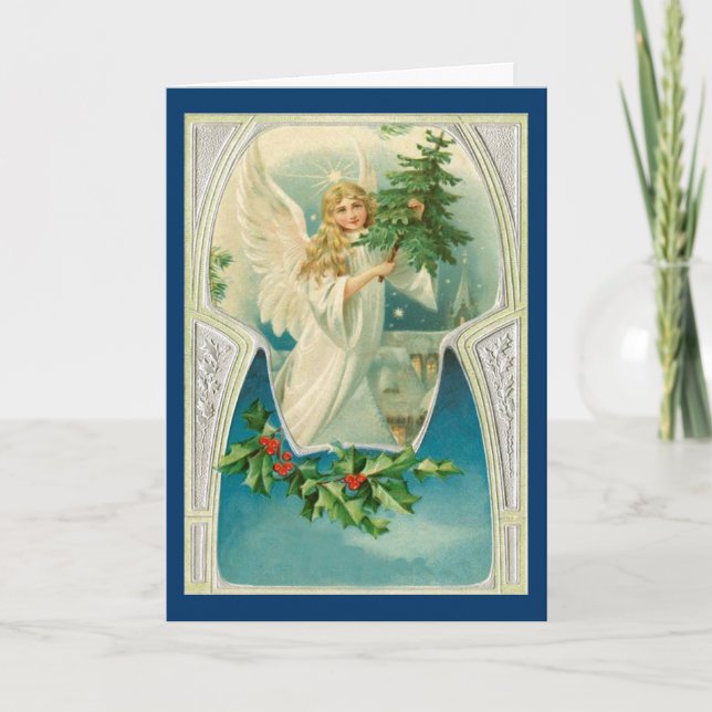 Vintage jul Angel Helgkort (Framsida)