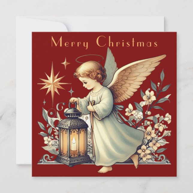 Vintage jul Angel och Lantern (Framsida)