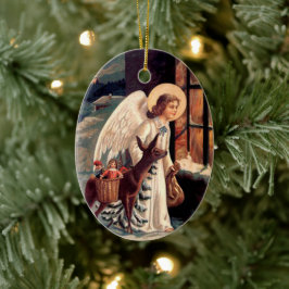 Vintage jul Angel Oval Ornament