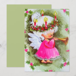 Vintage jul Angel Spela upp Music Helgdag Julkort