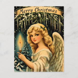 Vintage jul Angel Vykort