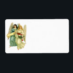 Vintage jul, Angelic Victorian Änglar Fraktsedel<br><div class="desc">Vintage illustrerar bilden av God jul helgdag i religiösa med en vintage av viktoriansk ängel. Den ena ängeln håller en heliga rulla och den andra vackra ängeln håller grenar från ett brinnande träd.</div>