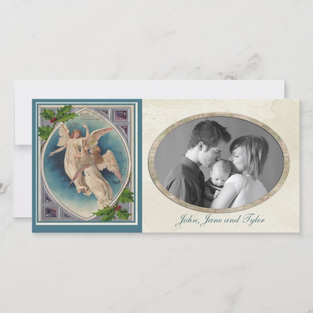 Vintage jul Änglar Julkort (Framsida)