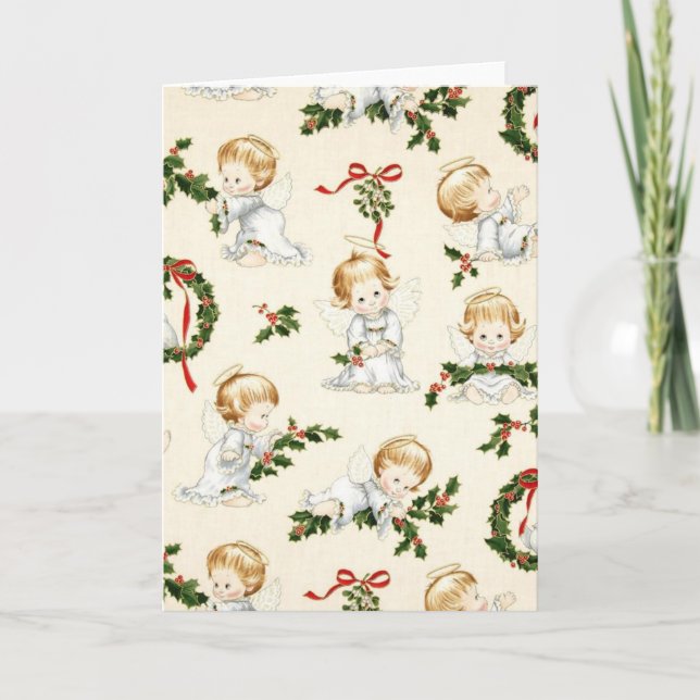 Vintage jul Änglar och andedräkt Helgkort (Framsida)