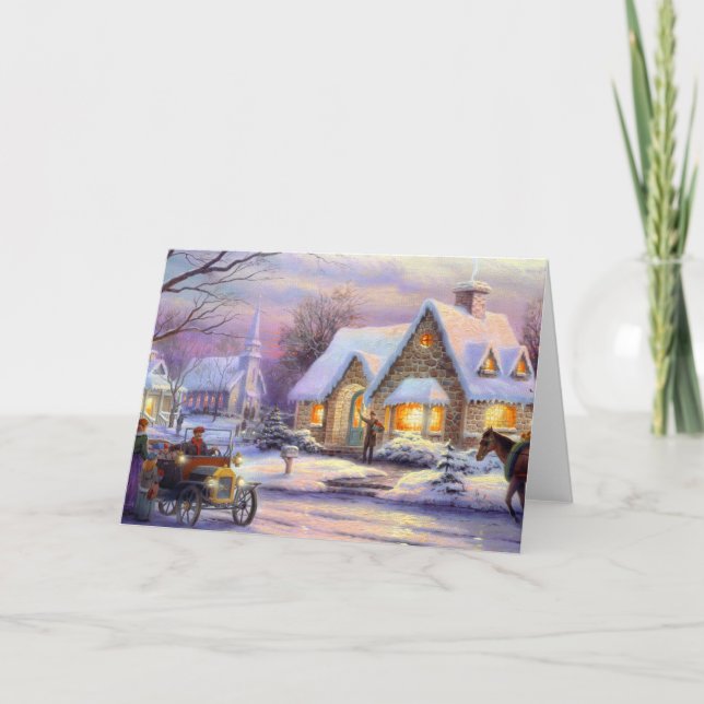 Vintage jul-ankomst helgkort (Framsida)