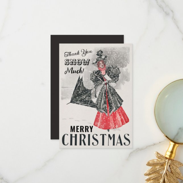 Vintage jul-Anpassningsbar-Tack - platta kort (Fram/Back In Situ)