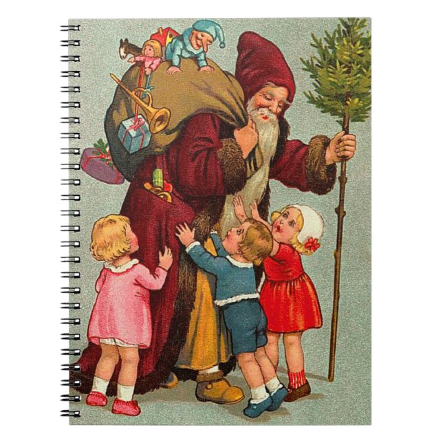 Vintage jul anteckningsbok med spiral (Framsidan)