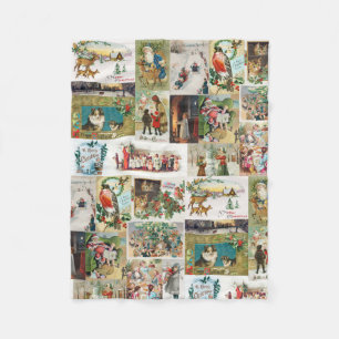 Vintage jul Antique Collage Fleecefilt