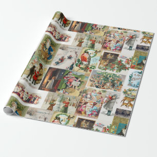 Vintage jul Antique Collage Presentpapper