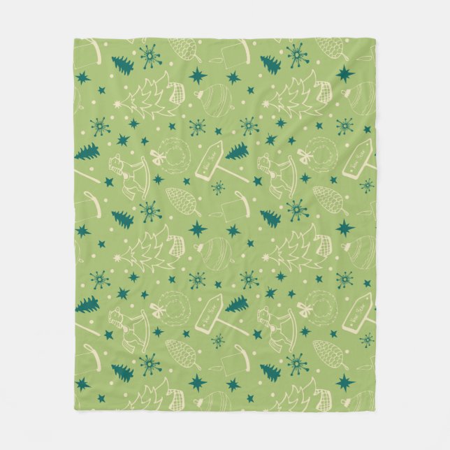 Vintage jul Art Mönster En liten jul Fleecefilt (Framsidan)