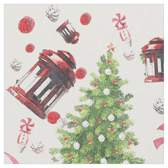 Vintage jul Art Mönster Tyg (Närbild)