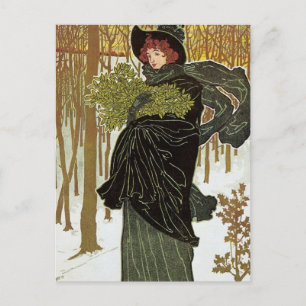 Vintage jul Art nouveau Scribners Cover 1895 Helg Vykort