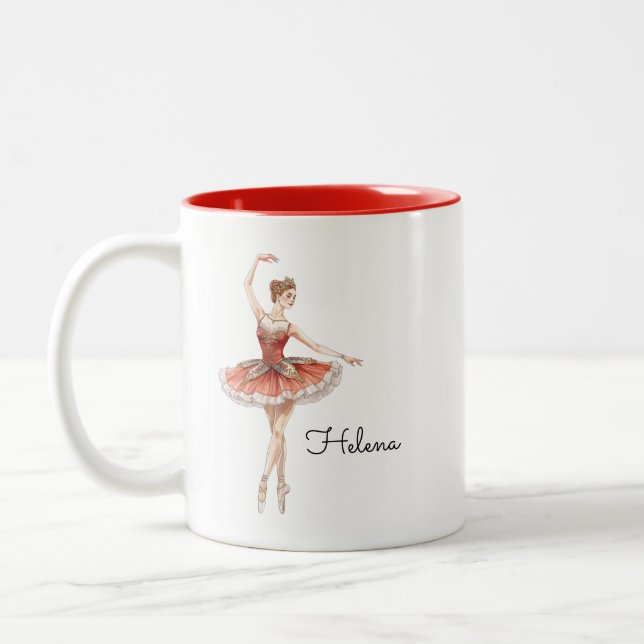Vintage jul Ballerina Två-Tonad Mugg (Vänster)