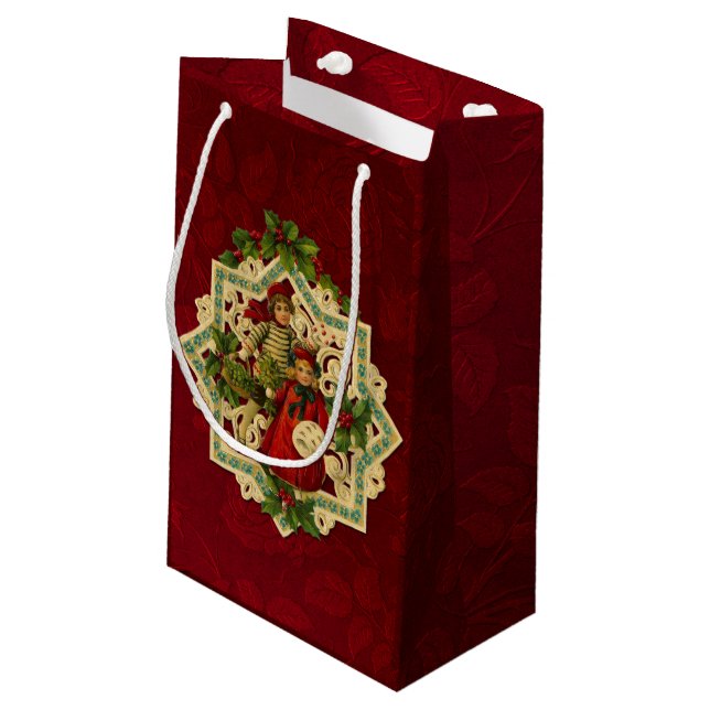 Vintage jul Barn på Red Damask (Baksidan Vinklad)