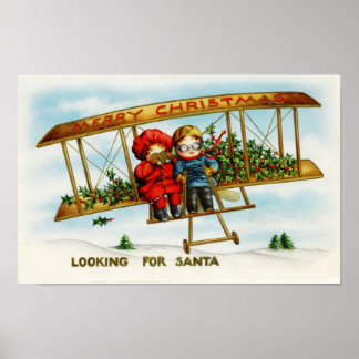 Vintage jul barn söker efter tomte poster