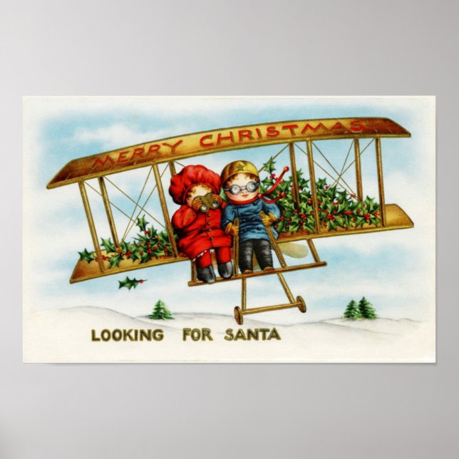 Vintage jul barn söker efter tomte poster (Framsidan)