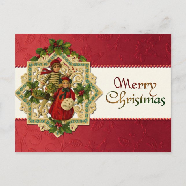 Vintage jul Barn vykort (Framsida)