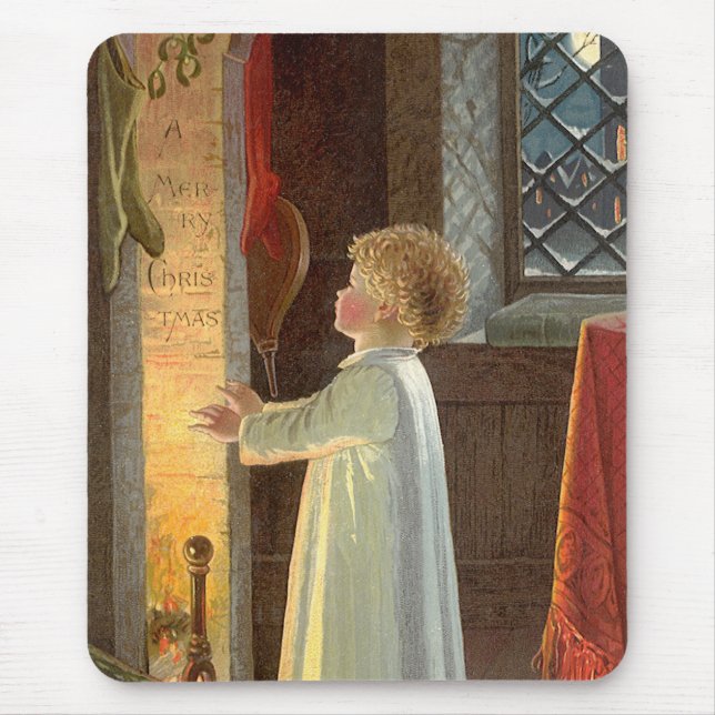 Vintage jul, barnuppvärmning av Fireplace Musmatta (Framsidan)