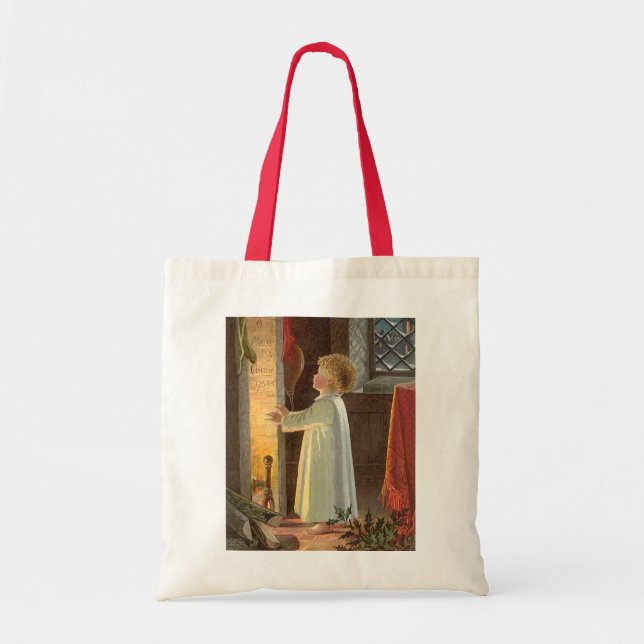 Vintage jul, barnuppvärmning av Fireplace Tygkasse (Framsidan)