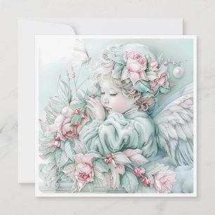 Vintage jul Bebis Ängel Pastell Julkort