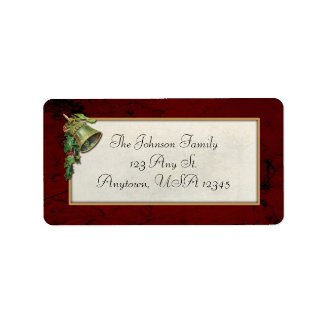 Vintage jul Bell and Holly Adressetikett (Framsidan)