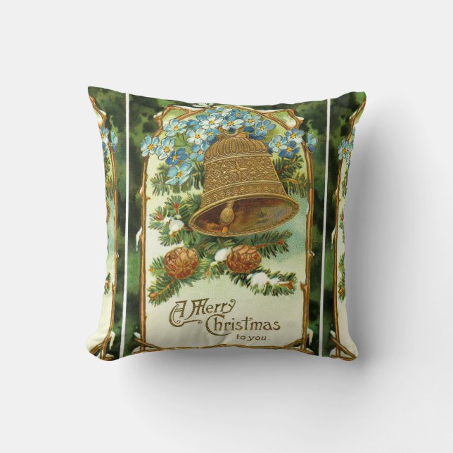 Vintage jul Bell and Pinecones Kudde (Framsida)