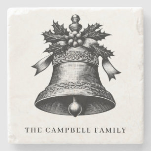Vintage jul Bell Family Namn Stenunderlägg