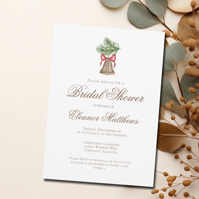 Vintage jul Bell Helgdag Möhippa Inbjudningar (Skapare uppladdad)